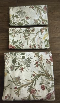 VTG Pottery Barn Jerri Bird Floral Duvet Queen/Full Green Ivory Red + 2 Shams-image