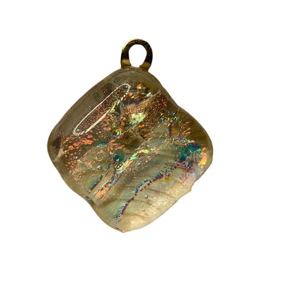 vintage art glass pendant Small Clear Diamond Shaped Home Studio Piece-image