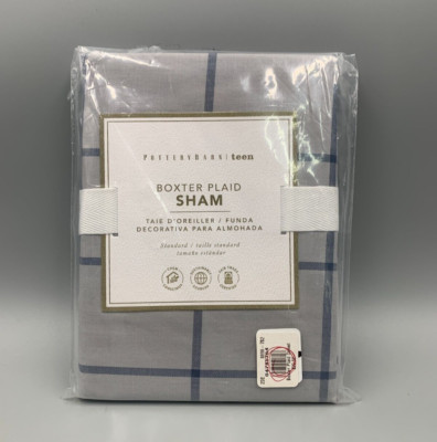 Pottery Barn Teen Boxter Plaid Cotton Sham Grey Multi Standard #65X-image