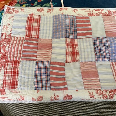 Pottery Barn Patchwork Toile Patch Quilted Pillow Sham Cover Vtg Farmhouse  One-image