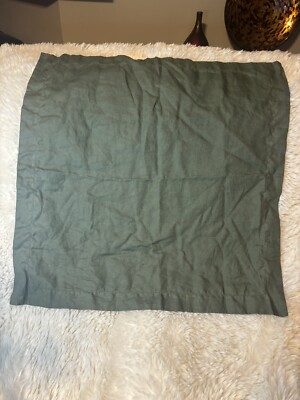 Pottery Barn Belgian Flax Linen Sham- Euro Sham-Dark Forest Green 26x26-image