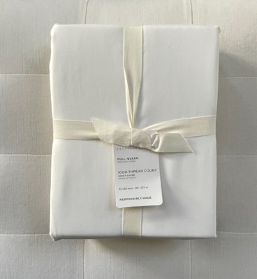Pottery Barn 1000 THREAD COUNT SATEEN Full/Queen Duvet Cover White NWT-image