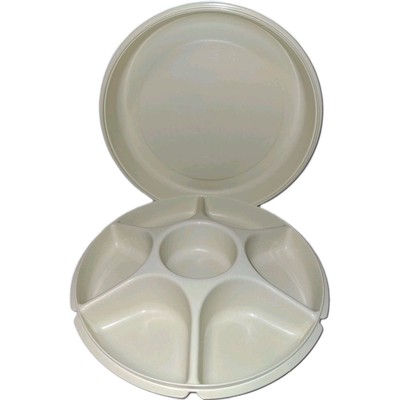 Vintage Tupperware Divided Veggie/ Fruit Dip Serving Tray With Lid. Used Conditi-image