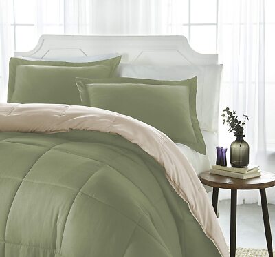 ienjoy Home Collection Down Alternative Reversible Comforter Set - King - Sage-image