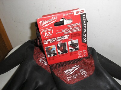 1 PAIR MILWAUKEE 48-22-8923 X LARGE LEVEL 3 INSULATED WINTER DIPPED GLOVES #D-image