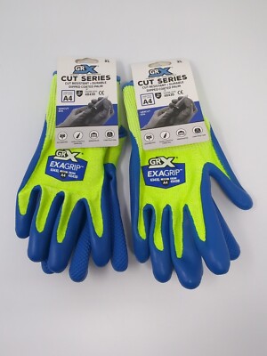 2 Pair GRX Cut Series Mens Gloves Size XL Cut Level A4 Dipped Coated Palm GRX634-image