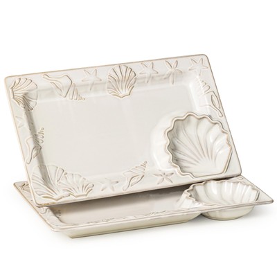 Serving Platters And Trays Set Of 2 Large Serving Platter With Dipping Bowls Chr-image