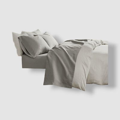 Madison Park Gray 3M Microcell Moisture Wicking Lightweight Sheet Set-Full-image