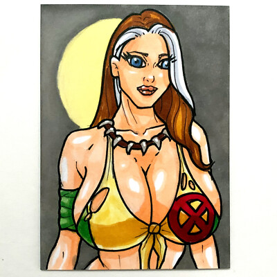 1 of 1! Marvel X-Men Savage Land Rogue Hand Drawn Sketch Card! Very Hot!-image