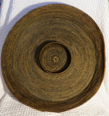 Large Round Woven Rattan Chip & Dip Tray-image