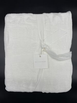 POTTERY BARN BELGIAN FLAX LINEN WAFFLE WEAVE KING / CAL DUVET W/ 2 STANDARD SHAM-image