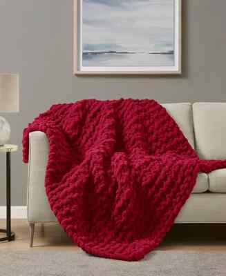Madison Park Chunky-Knit Chenille Throw Blanket, 50