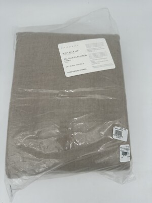 Pottery Barn Classic Belgian Flax 3 In 1 Pole Top Dark Flax Linen 100x84 Curtain-image