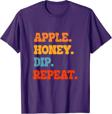 Rosh Hashanah Apple Honey Dip Repeat Jewish New Unisex T-Shirt-image