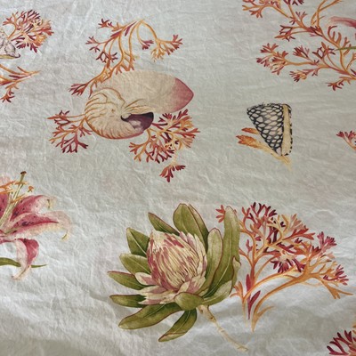 Pottery Barn Captiva Shell Coral FULL QUEEN Duvet Cover  Coastal Summer Beach-image