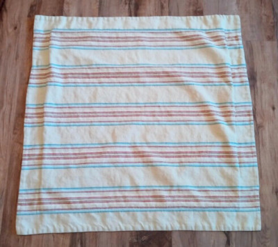 1 Pottery Barn Euro Pillow Sham Beige Striped Linen Blend Southwest Bedding-image