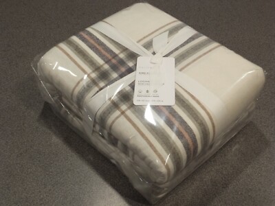 RARE 3PC Pottery Barn Logan Plaid King Duvet & Pillowcases, Pair w Rustic Forest-image