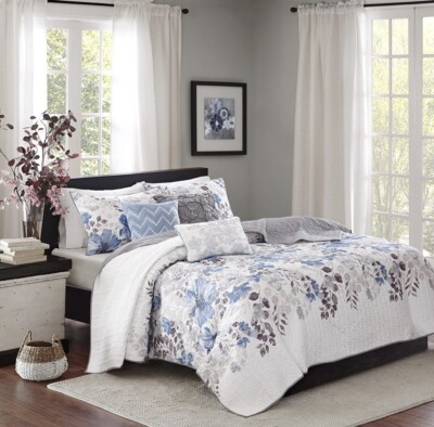 Madison Park Luna 6-Piece King/California King Coverlet Set, Floral Blue-image