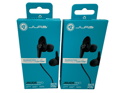 Lot Of (2) JLAB JBuds Pro Signature Earbuds Black with MIC 3.5MM, Sealed-image