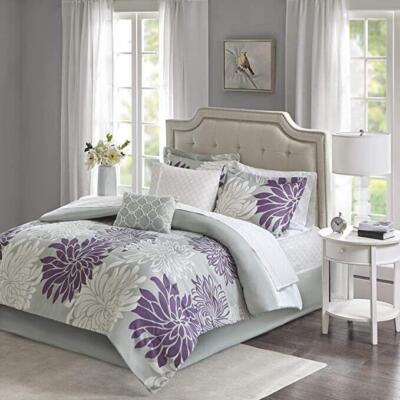 Madison Park Maible Cozy Bed in A Bag 9-Piece Comforter Set, PURPLE GREY, King-image