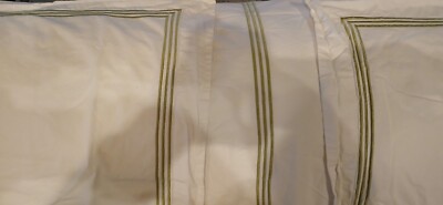 Pottery Barn Lime Green Embroidered Grand Cotton Hotel Duvet & Euro Shams-image