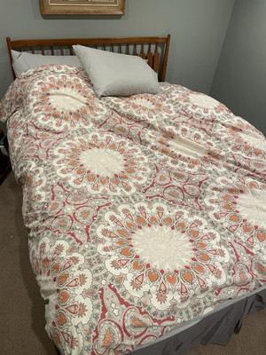 Pottery Barn Valencia Cotton Organic Duvet Cover King 106 x 86 Paisely-image