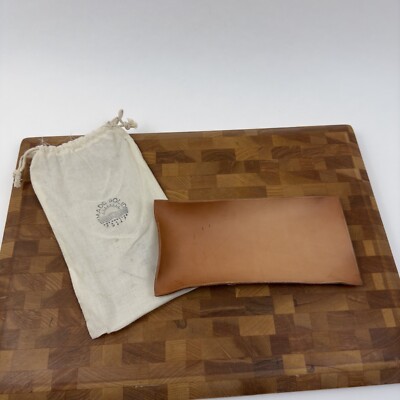 Made Solid Studio LA Natural Hand Shaped Leather Tray Rectangular Tan Scuffed-image