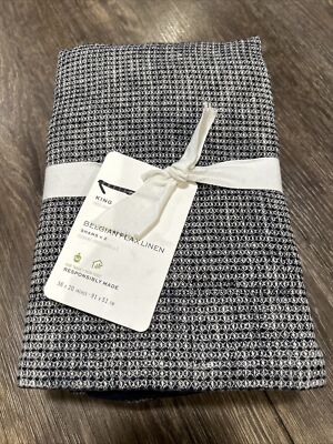 Pottery Barn Belgian Flax Linen Waffle King Sham Midnight (set of 2)-image