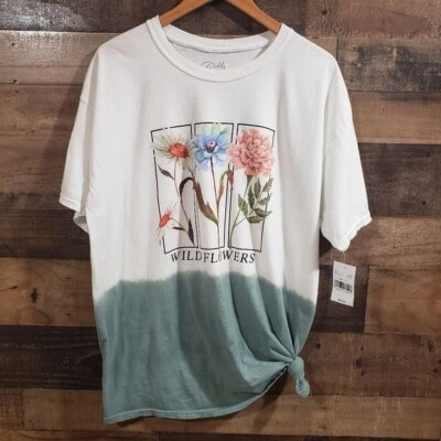 Cold Crush NWT wildflowers green dip dye graphic shirt woman's size 1X-image