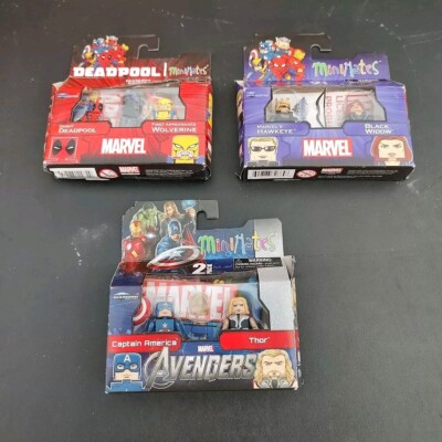 Marvel Minimates Lot Of 3 Deadpool, Wolverine, Thor, Captain America, Hawkeye-image