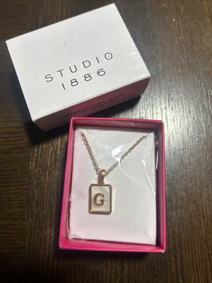 Avon Studio 1886 Mother Of Pearl, Initial Necklace G New In Box-image