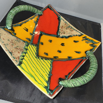 Rasa Saldaitis Art Studio Pottery Bowl Wall Decor Geometric Design. (4)-image