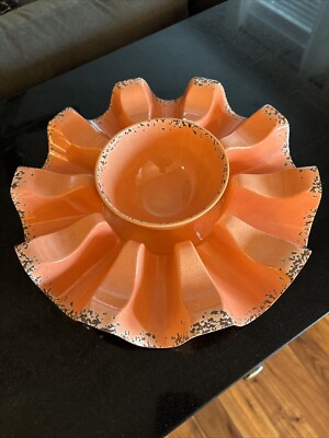 40) Tommy Bahama Melamine Coral 12” Taco/Dip  Serving Tray Platter MCM-image