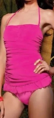 Skinny Dip Swimwear  Ruched Mesh Halter Maillot Swimsuit - Large-image