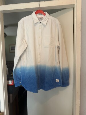 Scotch & Soda Men's White/Blue Dip Dye Corduroy Shirt £169.95 Authentic-image