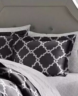 One Madison Park Merritt Black Standard Pillow Sham Nwot-image