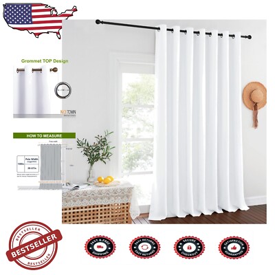 Modern White Blackout Curtain with Silver Grommet - 100
