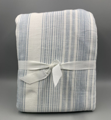 Pottery Barn Hawthorn Striped Cotton Duvet Cover Full Queen Blue #7954M-image