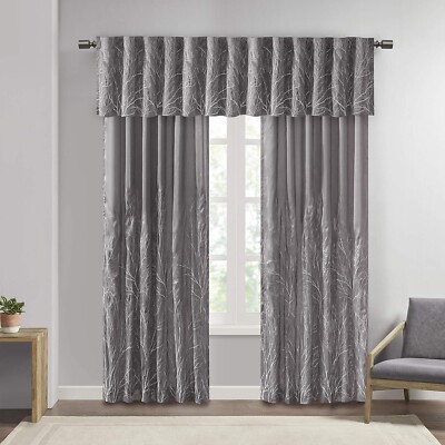 Madison Park Andora Faux Silk Embroidered Rod Pocket Valance 50