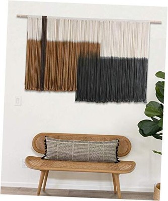 Macrame Wall Hanging Large Dip Dye Tapestry Fiber Wall Art Boho Bedroom Brown-image