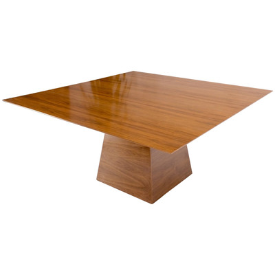 Large Modern Studio Square Walnut Pyramid Shape Base Dining Conference Table-image