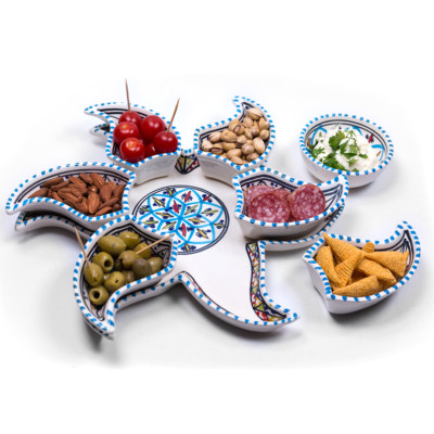 Bohemian Turquoise Star Dipping and Serving Set - Versatile Handmade-image