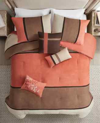 Madison Park Palisades 7-Pc. Comforter Set, California King, Coral, NWT-image