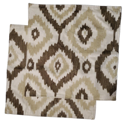 Pottery Barn Lot of 2 Pillow Covers Brown Beige Southwestern Zip Lined-image