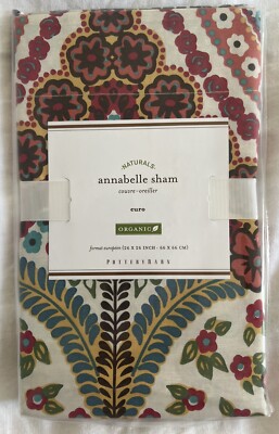 Pottery Barn Annabelle Euro Sham Organic Cotton Multi Color Pink; NWT-image