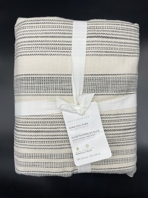 POTTERY BARN HAWTHORN STRIPE KING / CAL KING DUVET W/ 2 STANDARD SHAMS NWT CHAR-image