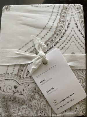 (1) Pottery Barn Sonya Medallion Percale EURO Sham - Neutral - NEW-image
