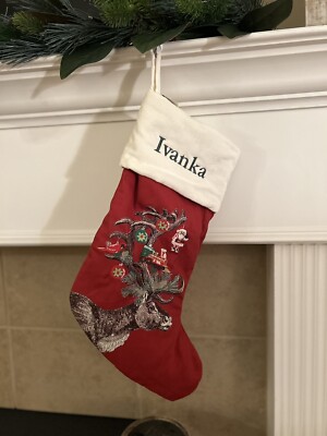 Pottery Barn Silly Stag Stocking Spot Mono “Ivanka” NWT Read-image