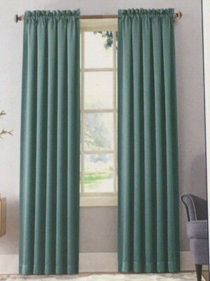 Sun Zero Room Darkening Rod Pocket Curtain Panel Set - Emory Stormy Sea-image