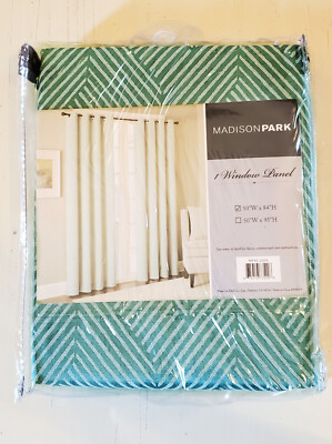 Madison Park Eliza Green Chevron Jacquard Window Curtain Panel - 50